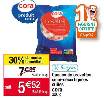 Cora queues de crevettes semi-décortiquées cuites