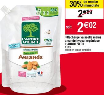 Cora x Carrefour L'arbre vert (2)recharge vaisselle mains amande hypoallergénique offre