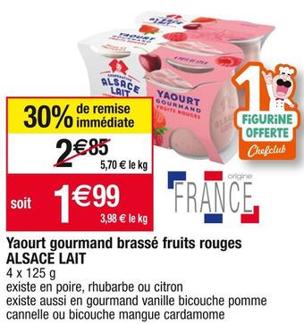 Alsace lait yaourt gourmand brassé fruits rouges