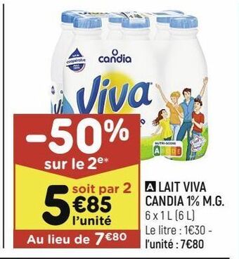 Leader Price Lait viva candia offre