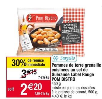 Pom bistro pommes de terre grenaille cuisinées au sel de guérande label rouge