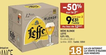 Leader Price Biére blonde leffe 6,6vol offre