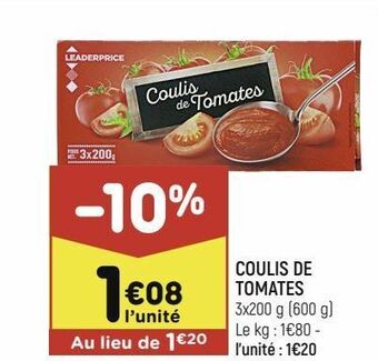 Leader Price Sauce tomate offre
