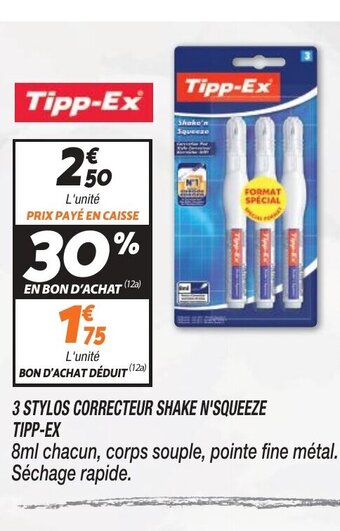 3 STYLOS CORRECTEUR SHAKE N'SQUEEZE