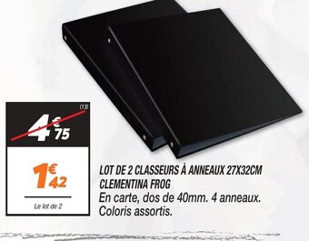 Netto LOT DE 2 CLASSEURS À ANNEAUX 27X32CM CLEMENTINA FROG offre