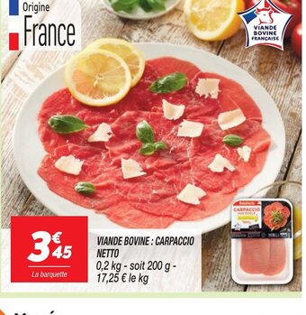 Netto VIANDE BOVINE: CARPACCIO NETTO offre