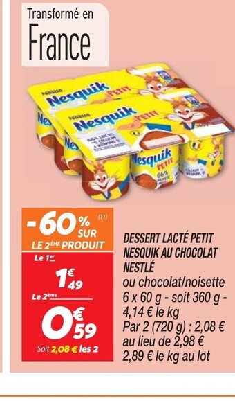 Netto DESSERT LACTÉ PETIT NESQUIK AU CHOCOLAT NESTLÉ offre