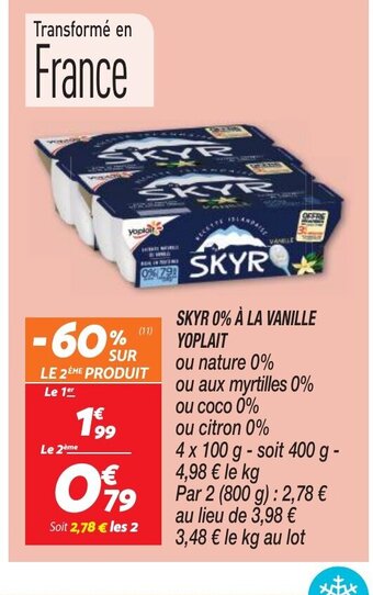 Netto SKYR SKYR 0% À LA VANILLE YOPLAIT ou nature 0% offre