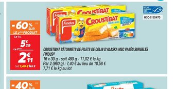 Netto CROUSTIBAT BÂTONNETS DE FILETS DE COLIN D'ALASKA MSC PANÉS SURGELÉS offre