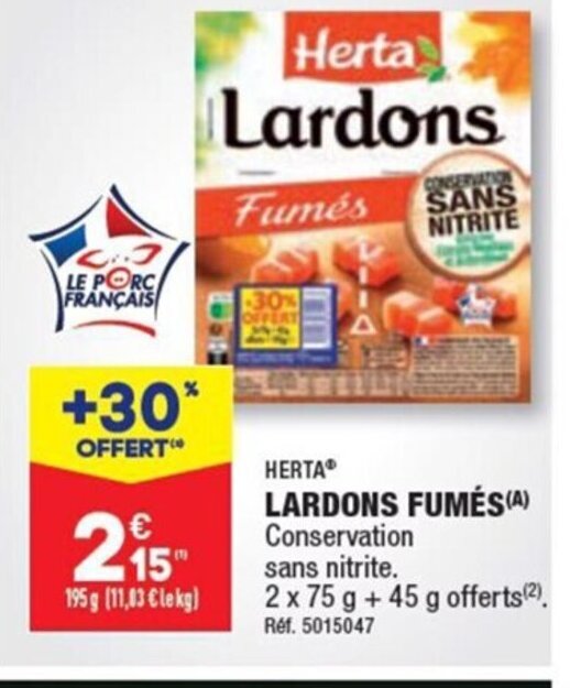 Promo LARDONS FUMÉS (4) Conservation chez ALDI
