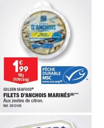 ALDI FILETS D'ANCHOIS MARINÉS(A)*** Aux zestes de citron. Réf. 5013195 offre