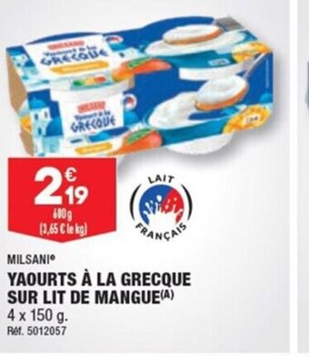ALDI YAOURTS À LA GRECQUE SUR LIT DE MANGUE(A) offre