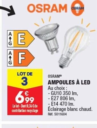 AMPOULES Ă LED Au choix :
