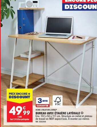 ALDI BUREAU AVEC ÉTAGÈRE LATÉRALE offre