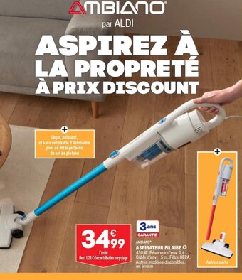 ALDI ASPIRATEUR FILAIRE 450 W. Réservoir d'env. 0,4 L.. Câble d'env. :5 m. Filtre HEPA. Autres modèles disponibles. offre