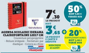 Super U AGENDA SCOLAIRE IDERAMA CLAIREFONTAINE 12X17 CM offre