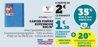 Super U CAHIER PIQURE KOVERBOOK 90G/M² offre
