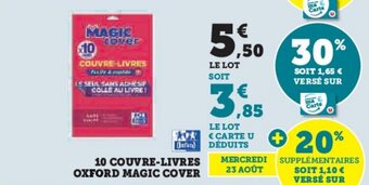 Super U 10 COUVRE-LIVRES OXFORD MAGIC COVER offre
