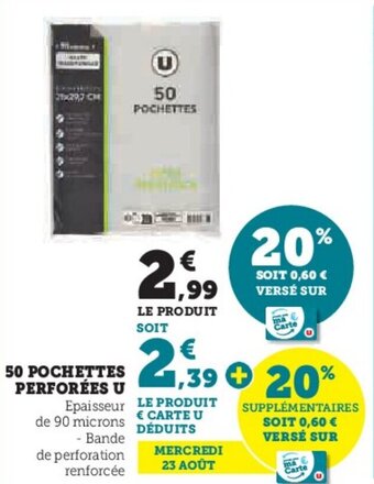 Super U 50 POCHETTES PERFORÉES U offre