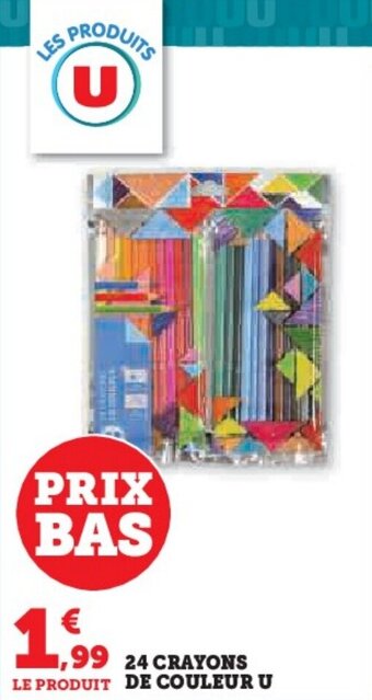 Super U 24 CRAYONS LE PRODUIT DE COULEUR U offre