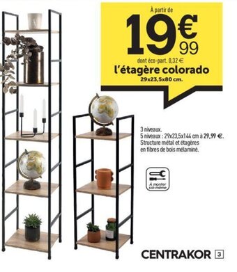 Centrakor l'étagère colorado offre
