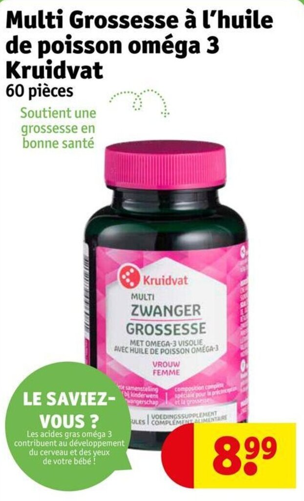 Promo Multi Grossesse à l'huile de poisson oméga 3 Kruidvat chez Kruidvat
