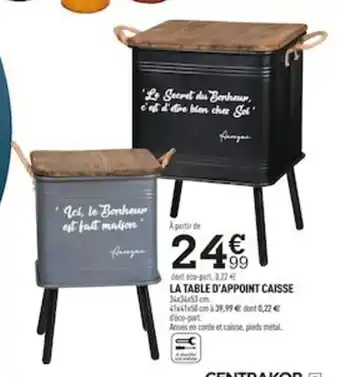 Centrakor La Table D'Appoint Caisse offre