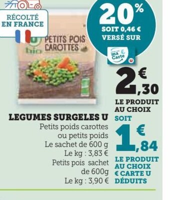 Super U LEGUMES SURGELES U Petits poids carottes offre