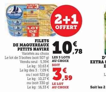 Super U FILETS DE MAQUEREAUX PETITS NAVIRE offre