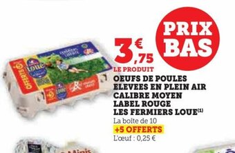 Super U OEUFS DE POULES ELEVEES EN PLEIN AIR CALIBRE MOYEN offre