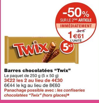 Monoprix Twix barres chocolatées offre
