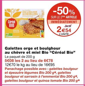 Céréal bio galettes orge et boulghour au chèvre et miel bio