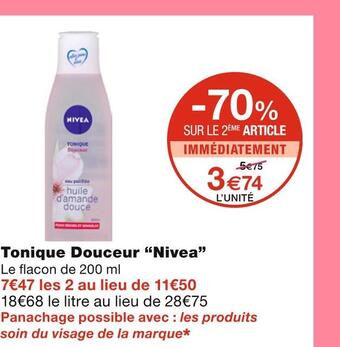 Monoprix Nivea tonique douceur offre