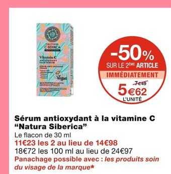 Monoprix Natura siberica sérum antioxydant à la vitamine c offre