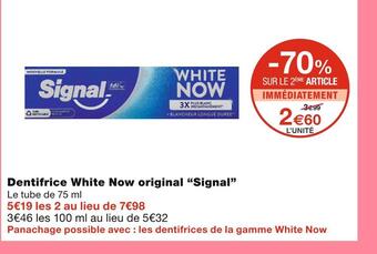 Monoprix Signal dentifrice white now original offre