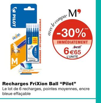 Monoprix Pilot recharges frixion ball offre