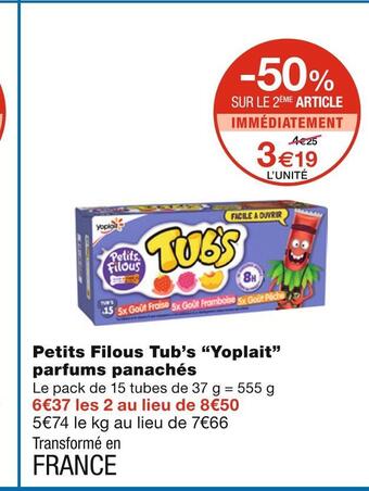 Monoprix Yoplait petits filous tub’s parfums panachés offre