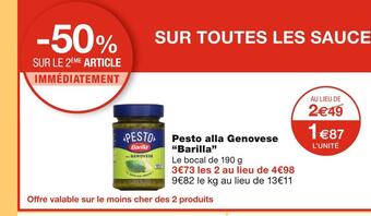 Monoprix Barilla pesto alla genovese offre