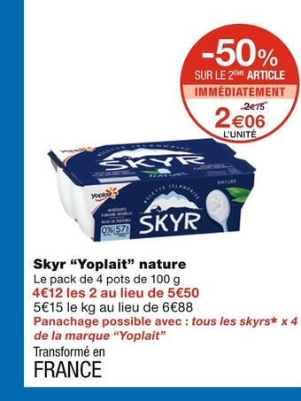 Monoprix Yoplait skyr nature offre