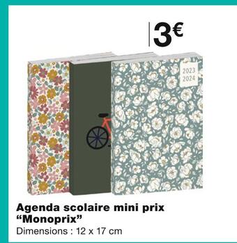 Monoprix Monoprix agenda scolaire mini prix offre