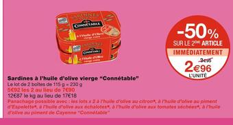 Monoprix Connétable sardines à l’huile d’olive vierge offre