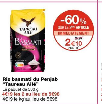 Monoprix Taureau ailé riz basmati du penjab offre