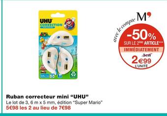 Monoprix Uhu ruban correcteur mini offre