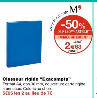 Monoprix Exacompta classeur rigide offre