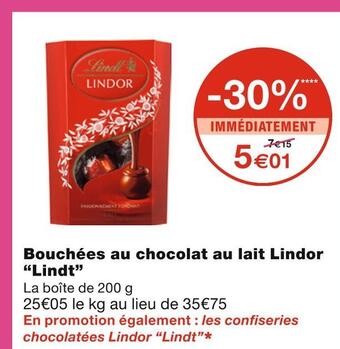 Monoprix Lindt bouchées au chocolat au lait lindor offre