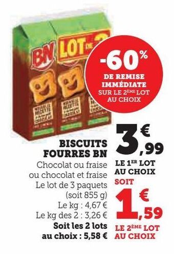 Super U Biscuits fourres bn offre