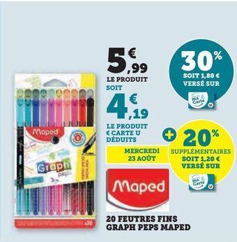 Super U 20 feutres fins graph peps maped offre