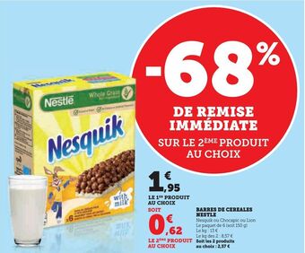 Hyper U Barres de cereales nestle offre