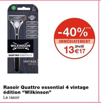 Monoprix Wilkinson rasoir quattro essential 4 vintage édition offre