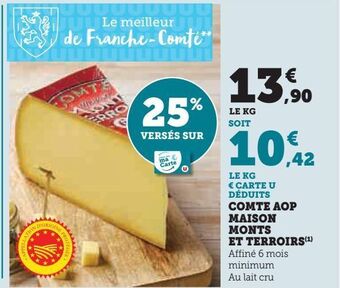 Hyper U Comte aop maison monts et terroirs offre